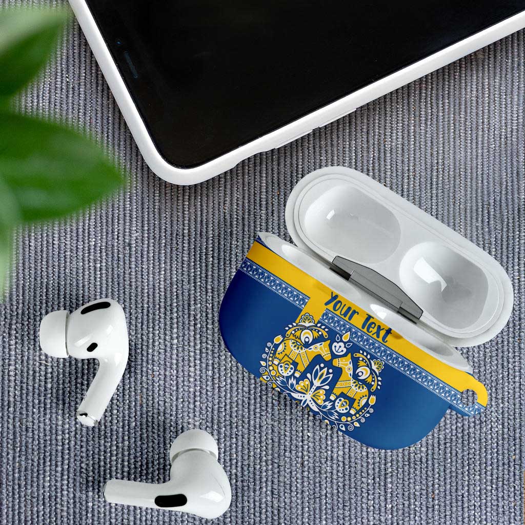 Sweden Christmas Personalized AirPods Case Dala Horse God Jul - Wonder Print Shop