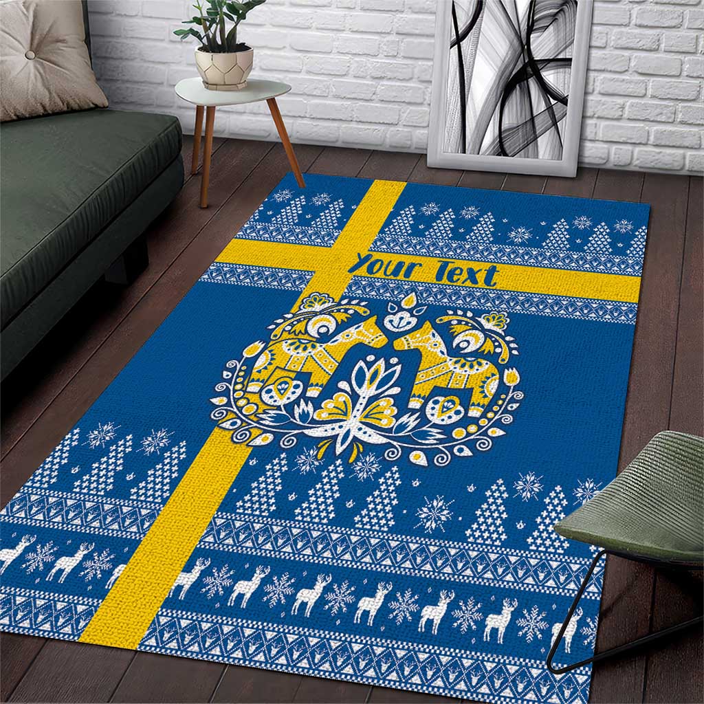 Sweden Christmas Personalized Area Rug Dala Horse God Jul - Wonder Print Shop