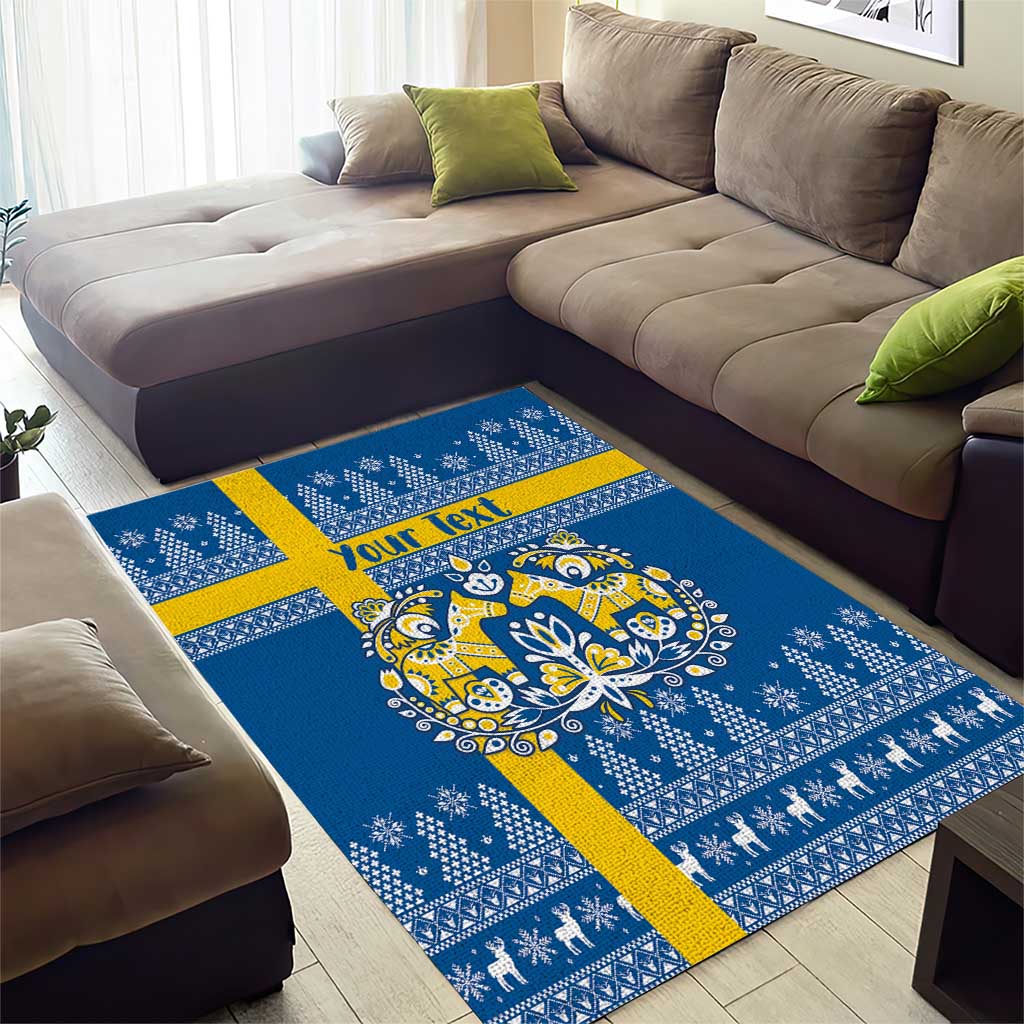 Sweden Christmas Personalized Area Rug Dala Horse God Jul - Wonder Print Shop