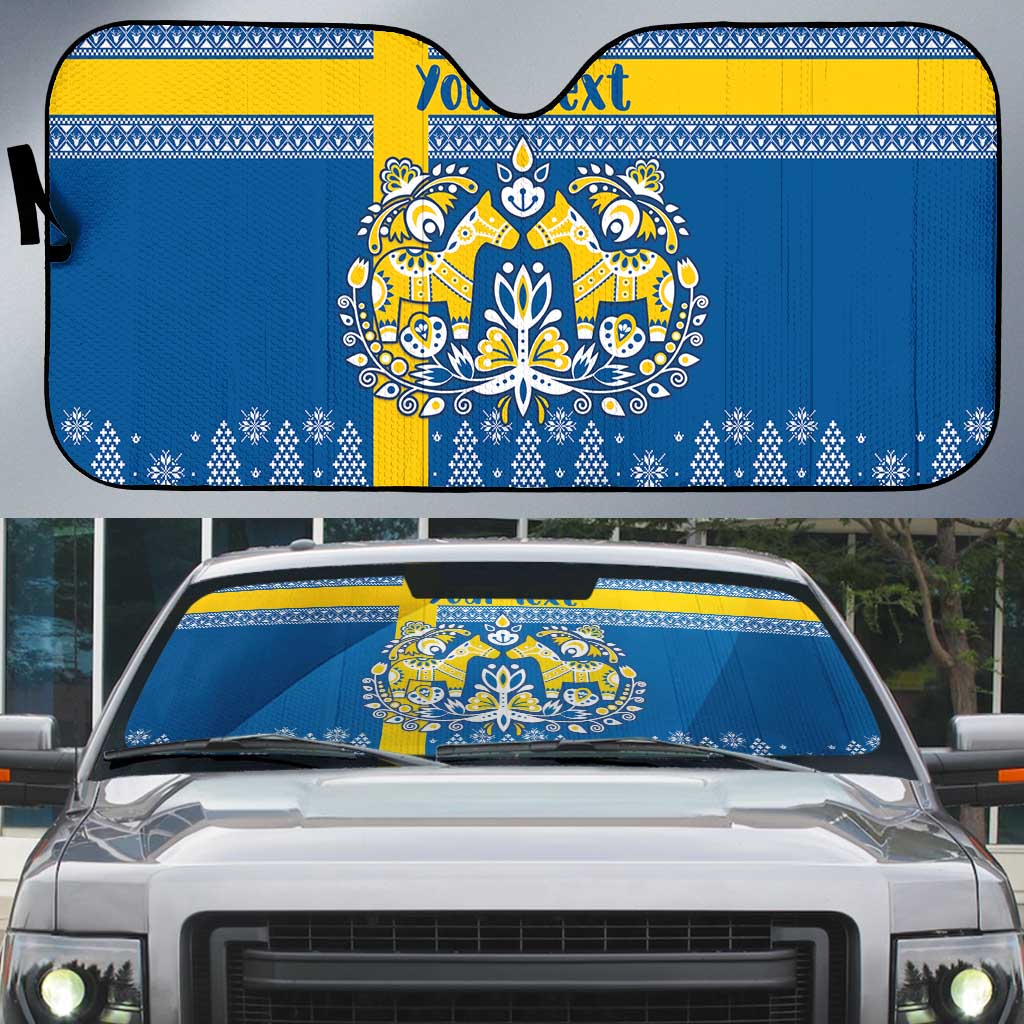 Sweden Christmas Personalized Auto Sun Shade Dala Horse God Jul - Wonder Print Shop