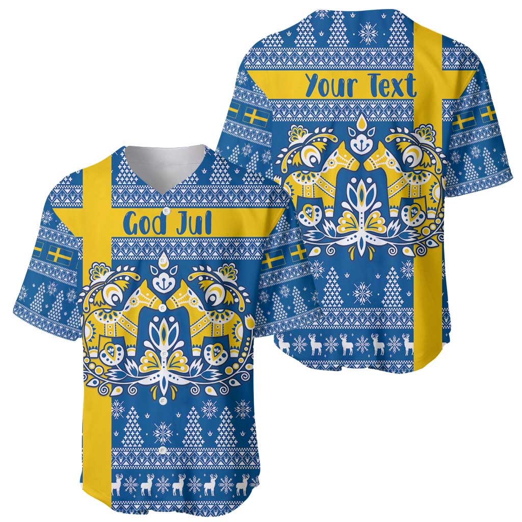 Sweden Christmas Personalized Baseball Jersey Dala Horse God Jul - Wonder Print Shop