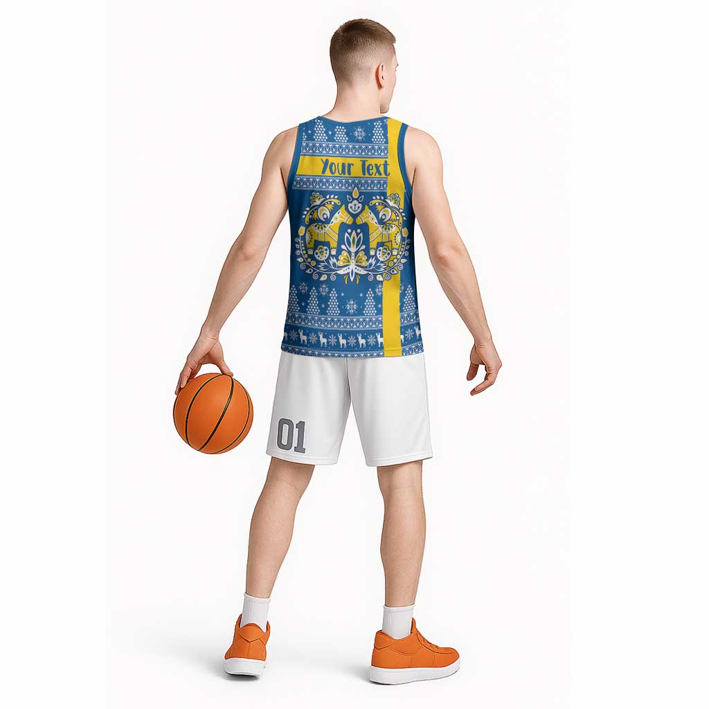 Sweden Christmas Personalized Basketball Jersey Dala Horse God Jul - Wonder Print Shop