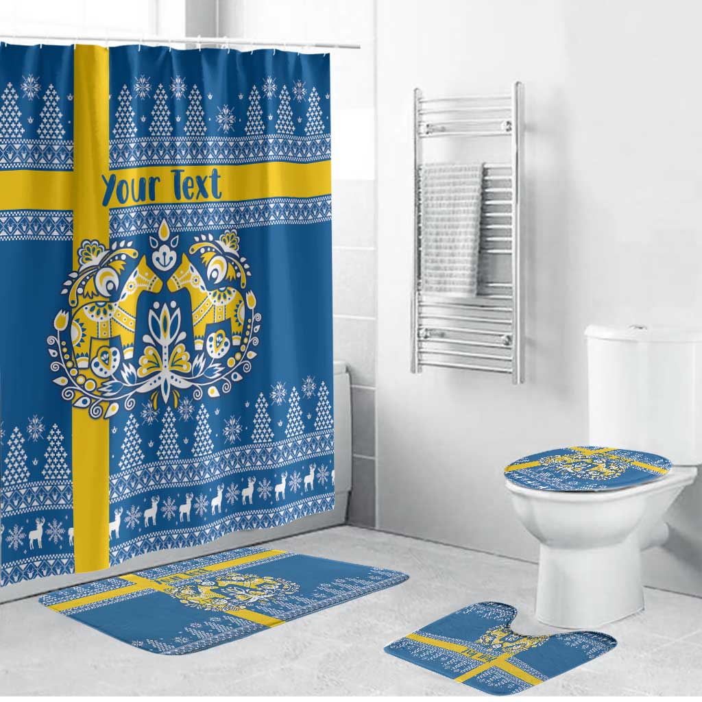 Sweden Christmas Personalized Bathroom Set Dala Horse God Jul - Wonder Print Shop