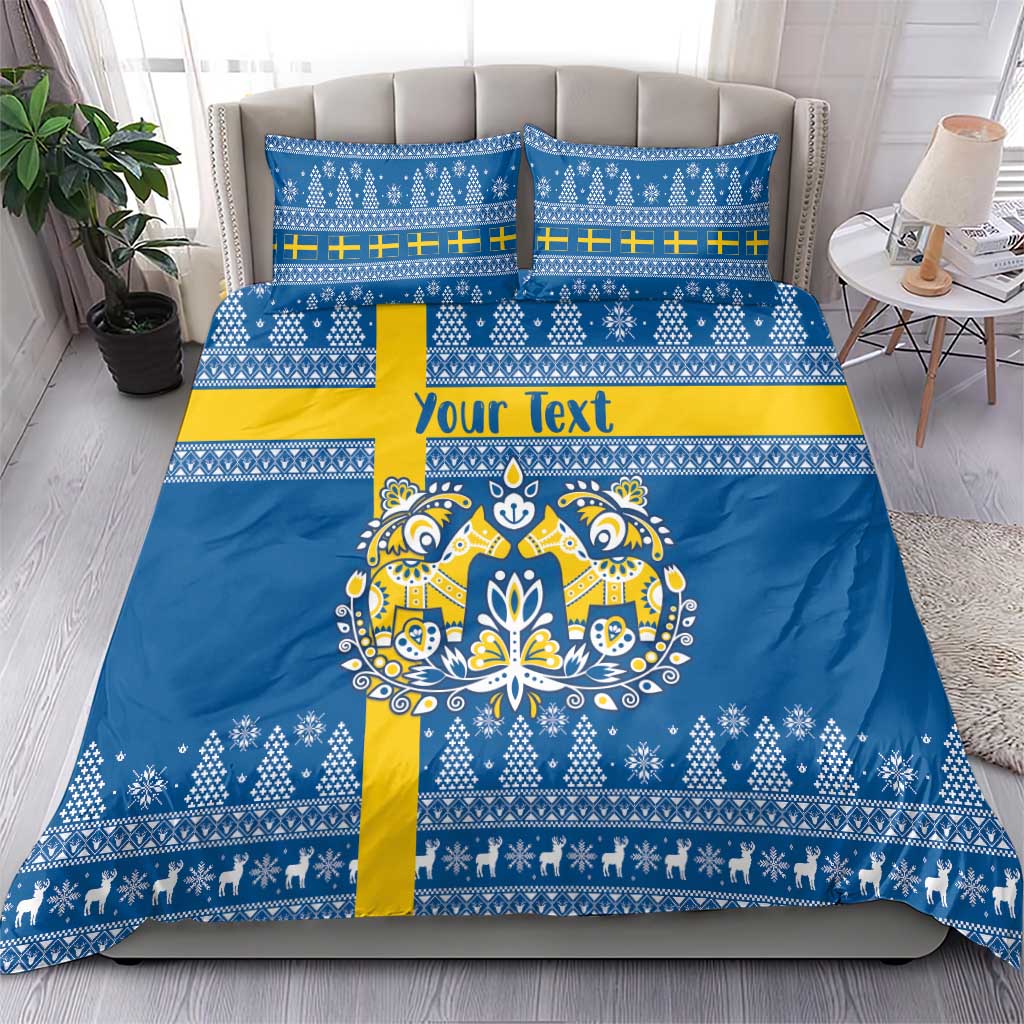 Sweden Christmas Personalized Bedding Set Dala Horse God Jul - Wonder Print Shop