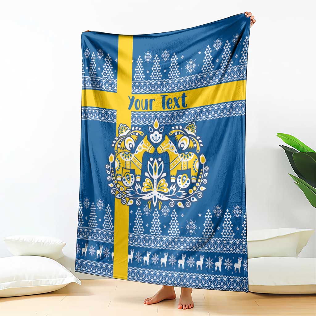 Sweden Christmas Personalized Blanket Dala Horse God Jul - Wonder Print Shop