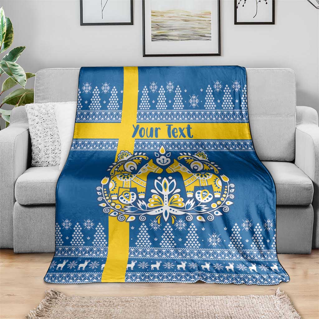 Sweden Christmas Personalized Blanket Dala Horse God Jul - Wonder Print Shop