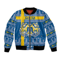 Sweden Christmas Personalized Bomber Jacket Dala Horse God Jul - Wonder Print Shop