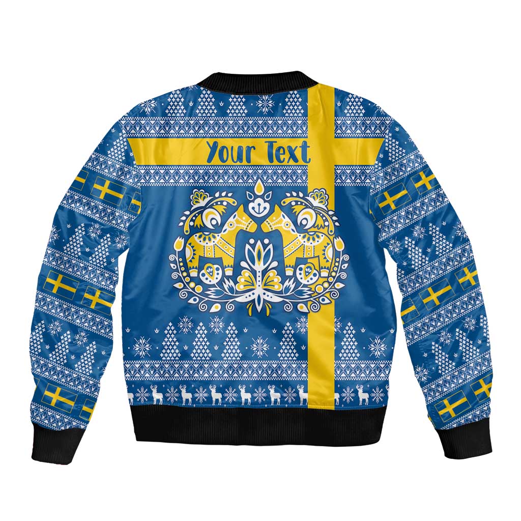Sweden Christmas Personalized Bomber Jacket Dala Horse God Jul - Wonder Print Shop