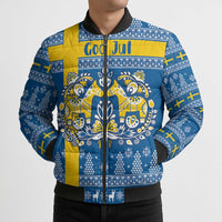 Sweden Christmas Personalized Bomber Puffer Jacket Dala Horse God Jul - Wonder Print Shop