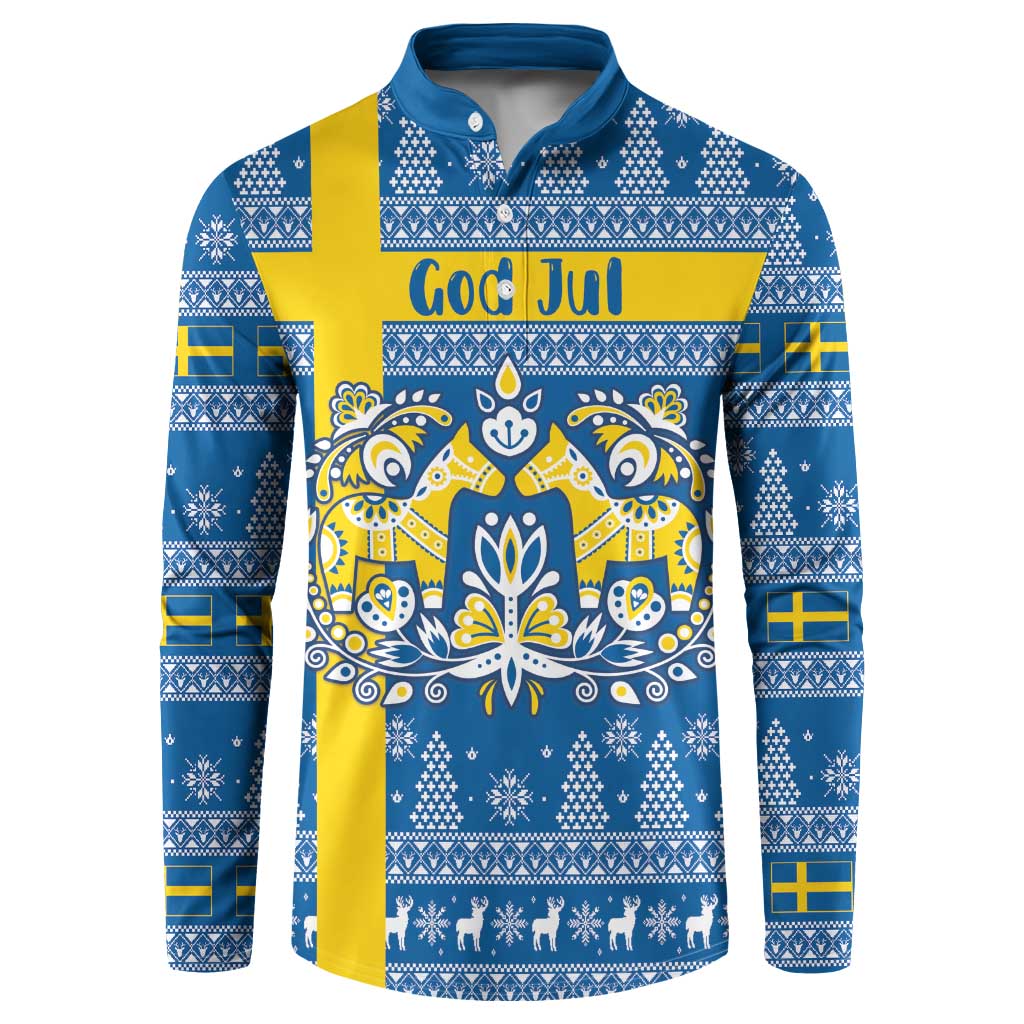 Sweden Christmas Personalized Button Sweatshirt Dala Horse God Jul - Wonder Print Shop