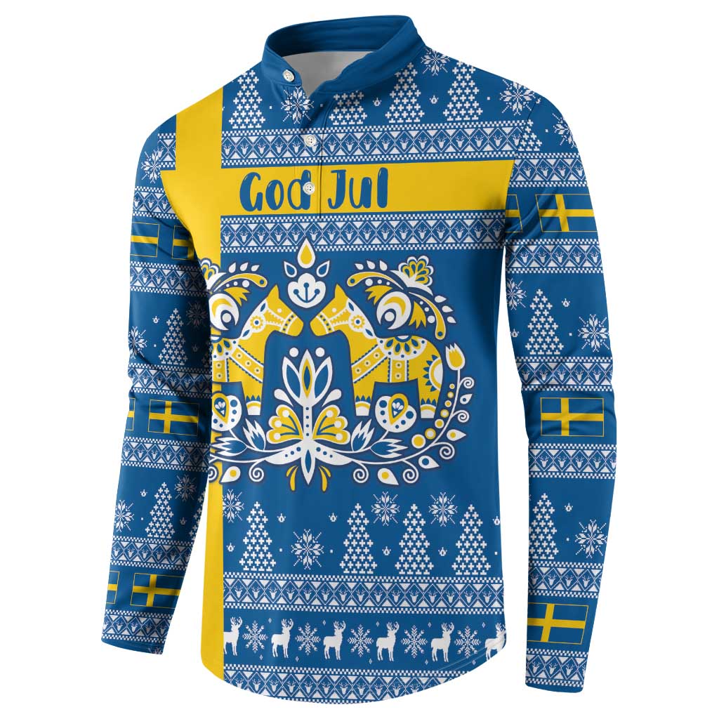 Sweden Christmas Personalized Button Sweatshirt Dala Horse God Jul - Wonder Print Shop