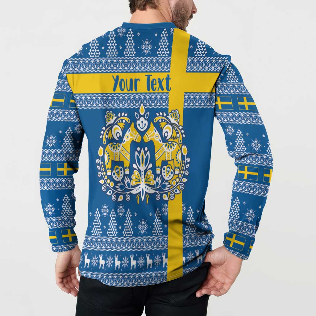 Sweden Christmas Personalized Button Sweatshirt Dala Horse God Jul - Wonder Print Shop