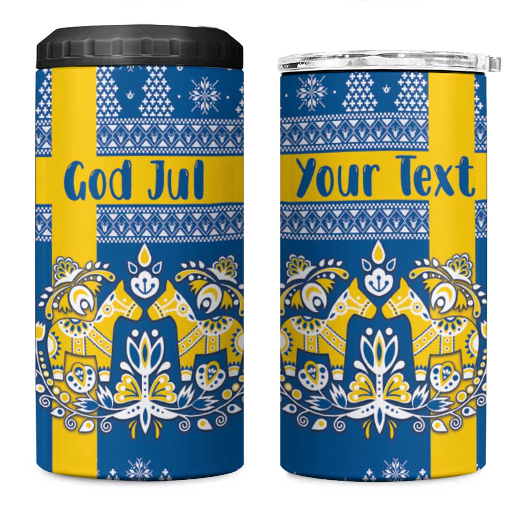 Sweden Christmas Personalized 4 in 1 Can Cooler Tumbler Dala Horse God Jul - Wonder Print Shop
