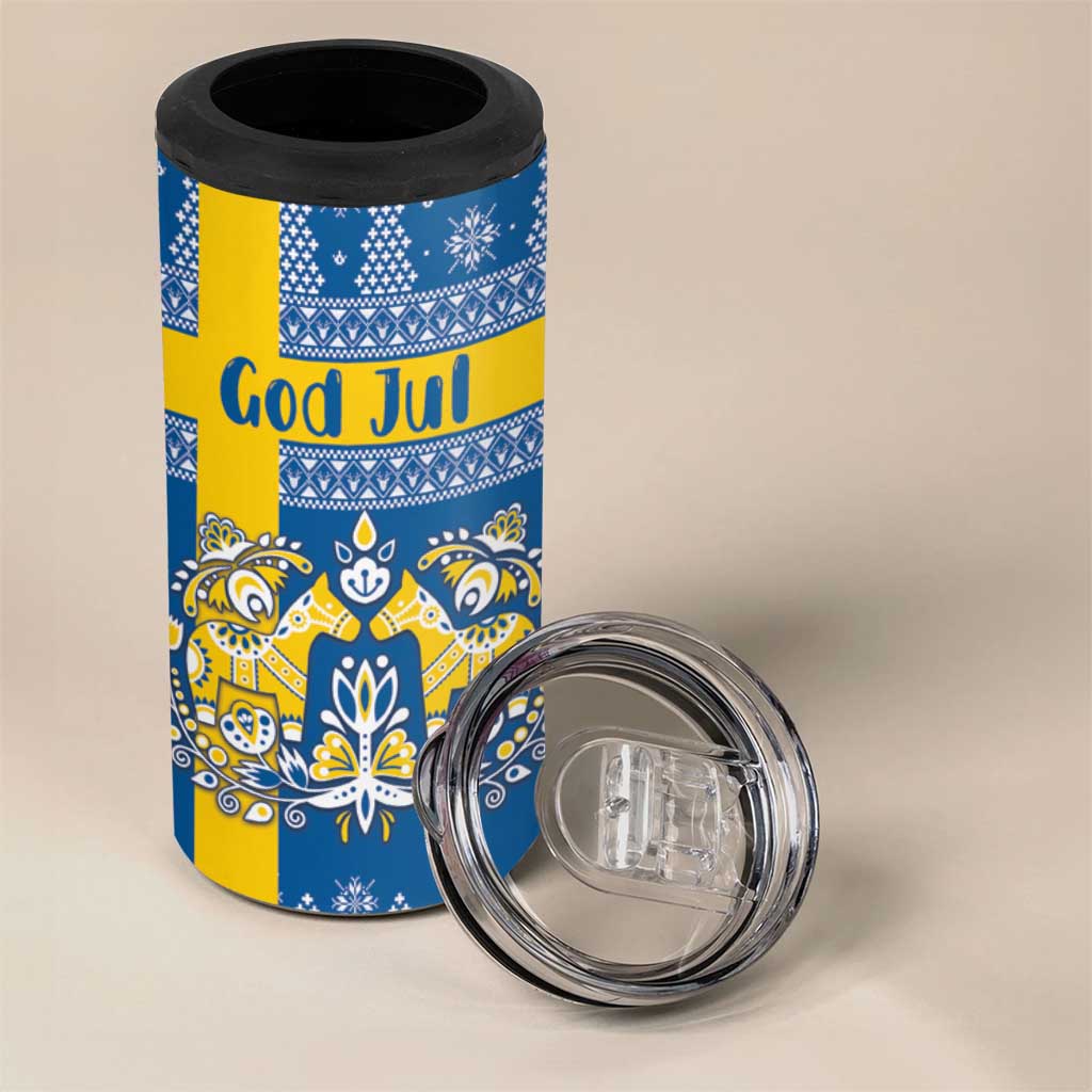 Sweden Christmas Personalized 4 in 1 Can Cooler Tumbler Dala Horse God Jul - Wonder Print Shop