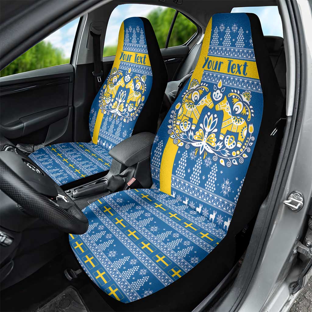 Sweden Christmas Personalized Car Seat Cover Dala Horse God Jul - Wonder Print Shop