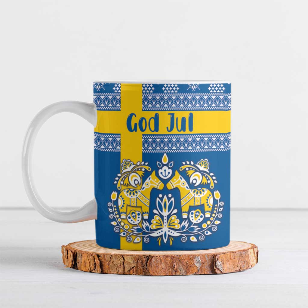 Sweden Christmas Personalized Ceramic Mug Dala Horse God Jul - Wonder Print Shop