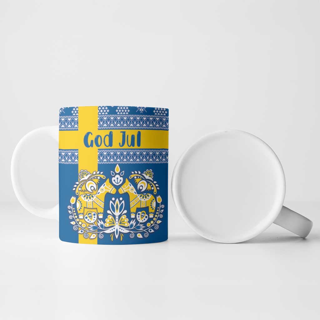 Sweden Christmas Personalized Ceramic Mug Dala Horse God Jul - Wonder Print Shop