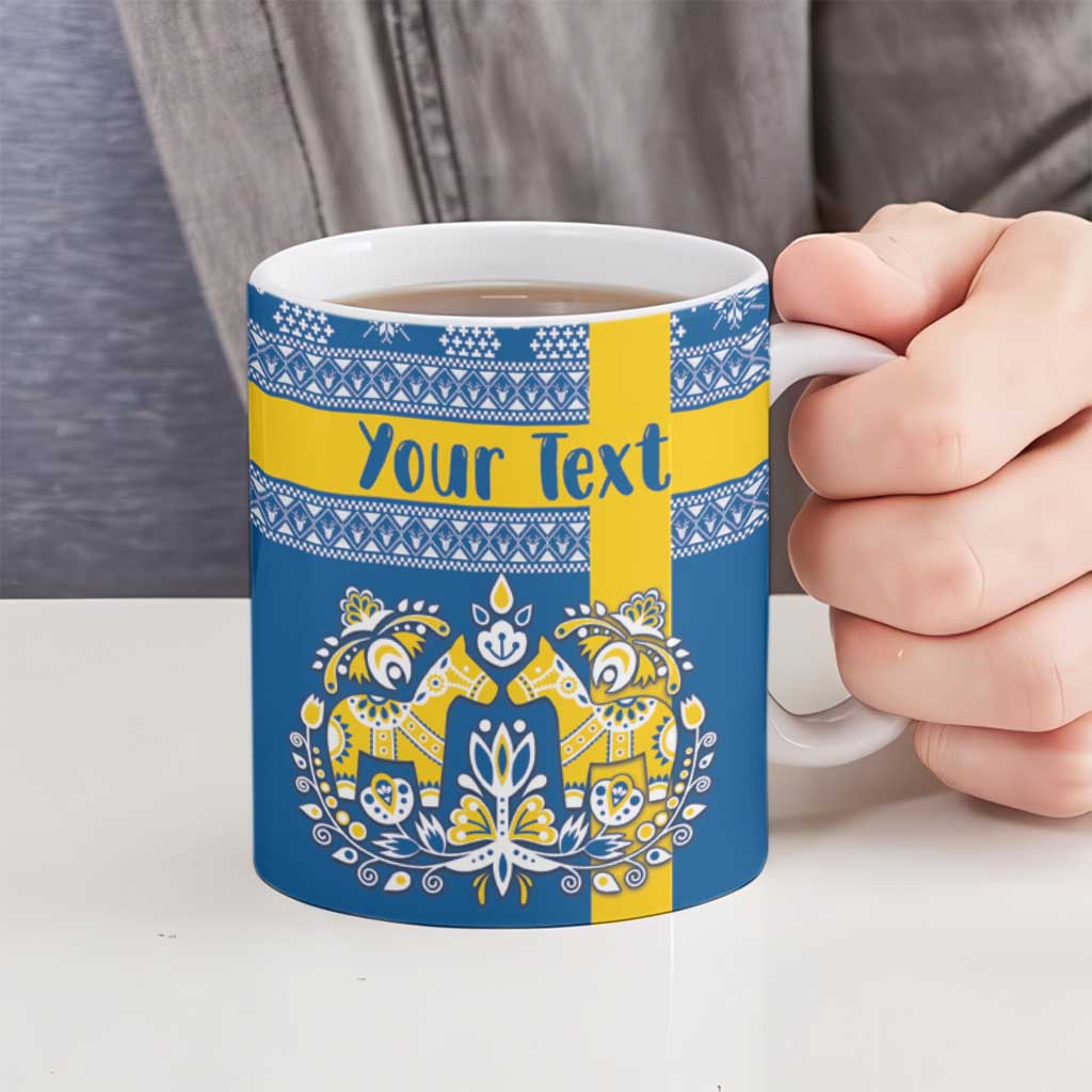 Sweden Christmas Personalized Ceramic Mug Dala Horse God Jul - Wonder Print Shop