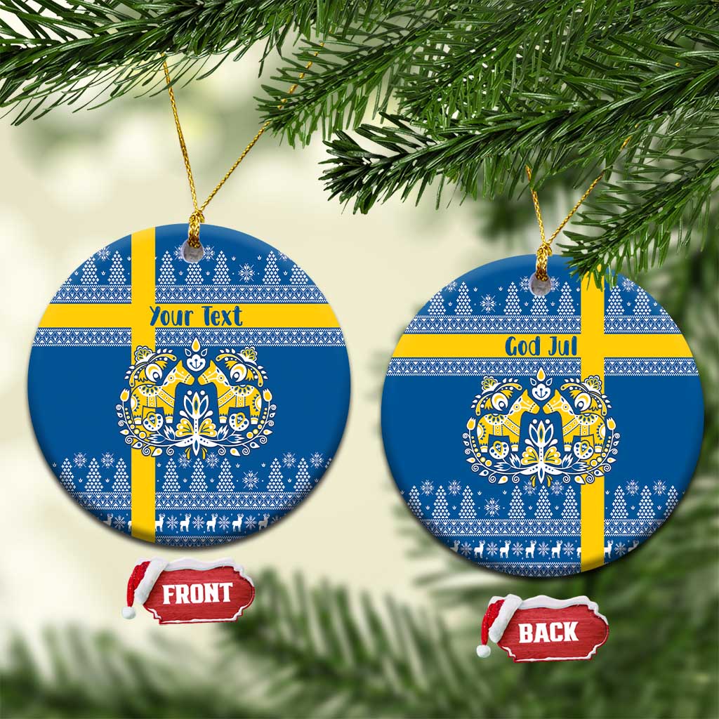 Sweden Christmas Personalized Ceramic Ornament Dala Horse God Jul - Wonder Print Shop
