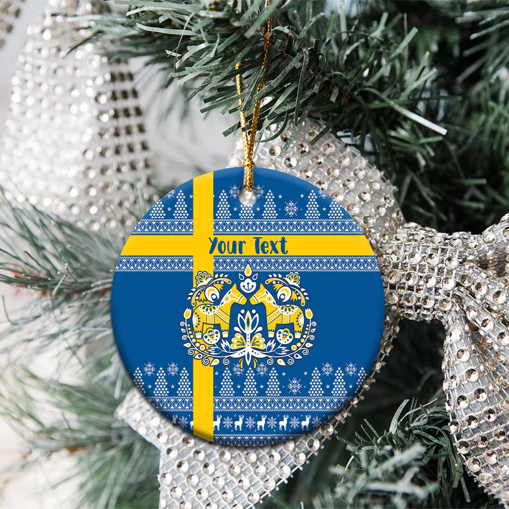 Sweden Christmas Personalized Ceramic Ornament Dala Horse God Jul - Wonder Print Shop