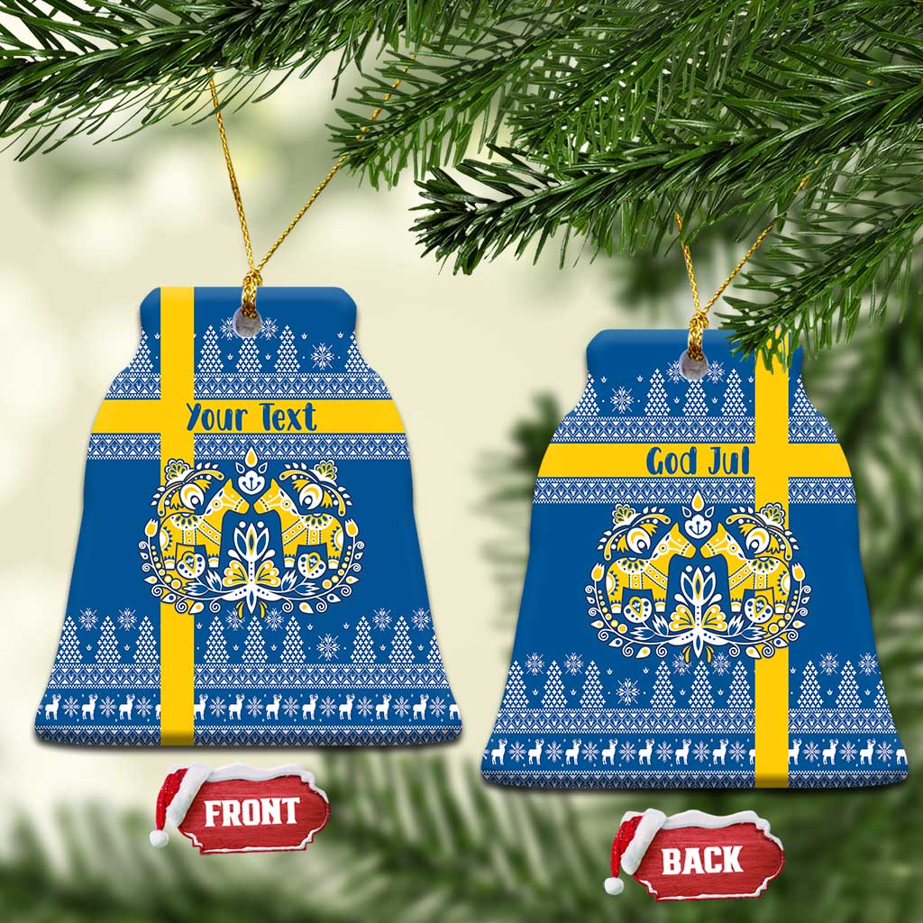 Sweden Christmas Personalized Ceramic Ornament Dala Horse God Jul - Wonder Print Shop
