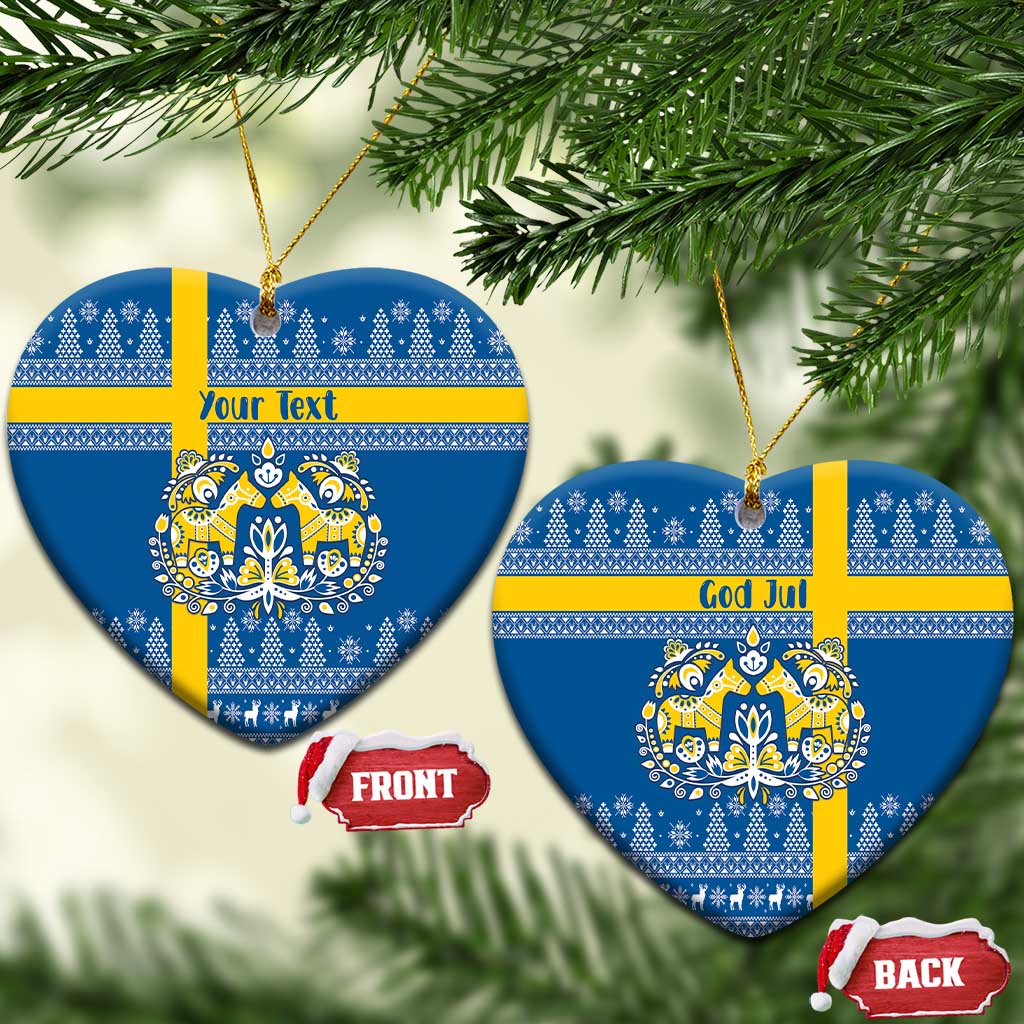 Sweden Christmas Personalized Ceramic Ornament Dala Horse God Jul - Wonder Print Shop