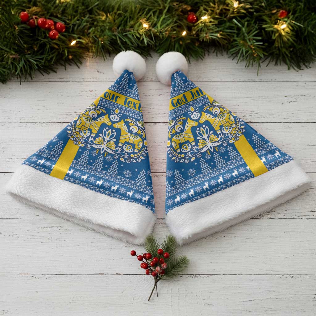 Sweden Christmas Personalized Christmas Santa Hat Dala Horse God Jul - Wonder Print Shop