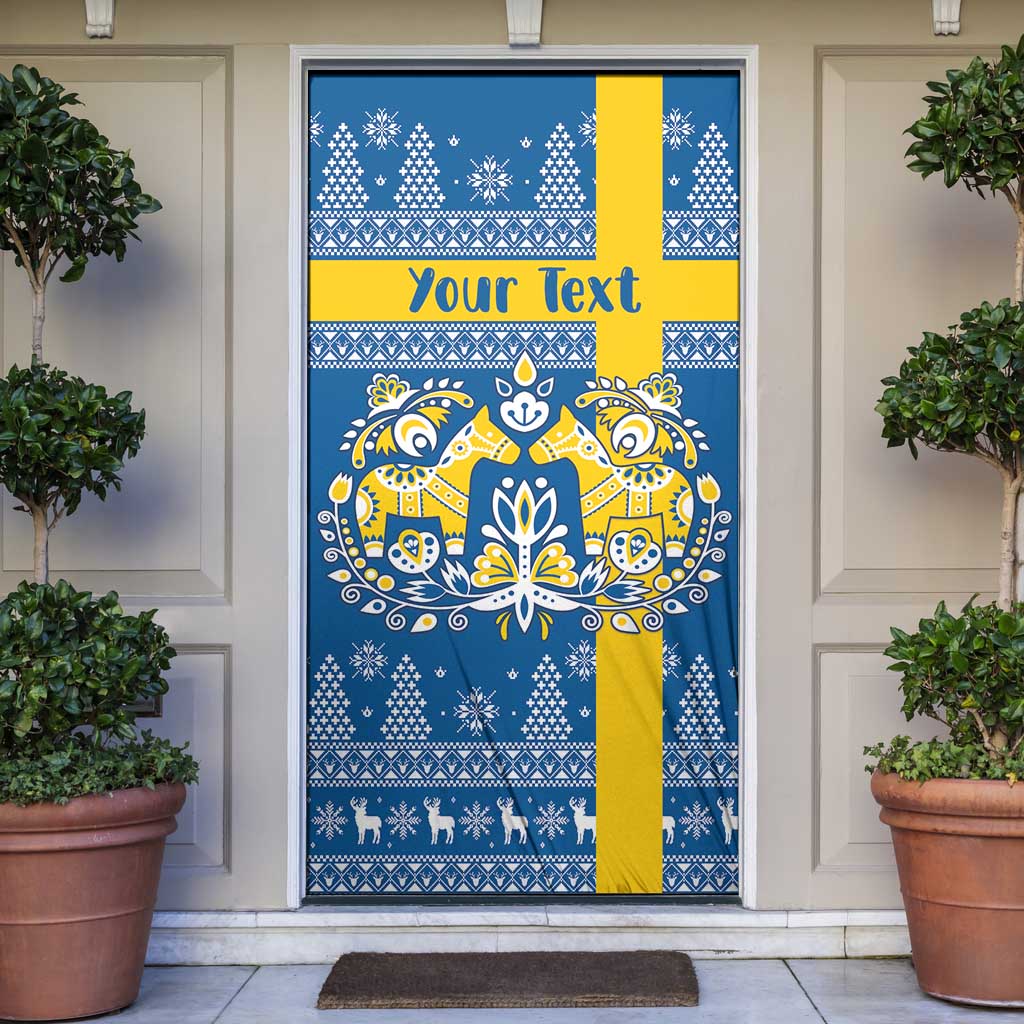 Sweden Christmas Personalized Door Cover Dala Horse God Jul - Wonder Print Shop