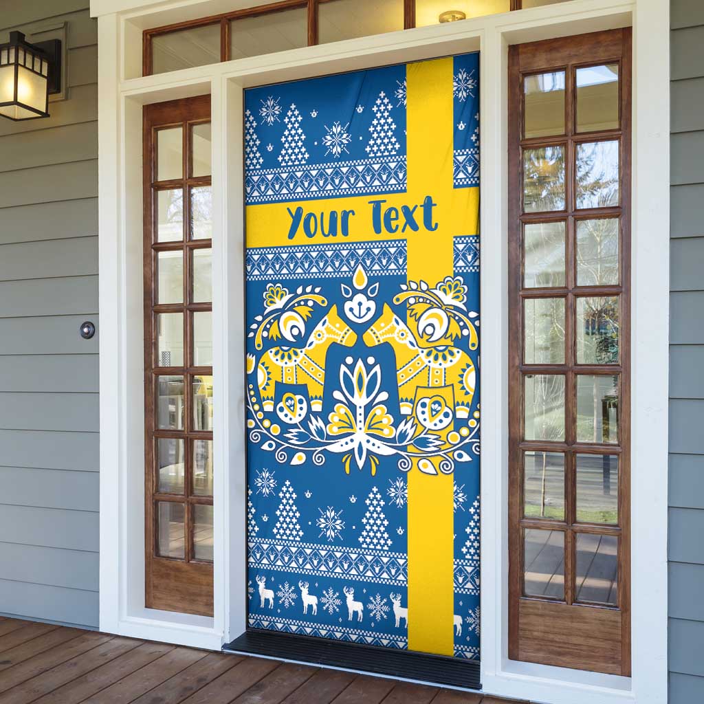Sweden Christmas Personalized Door Cover Dala Horse God Jul - Wonder Print Shop