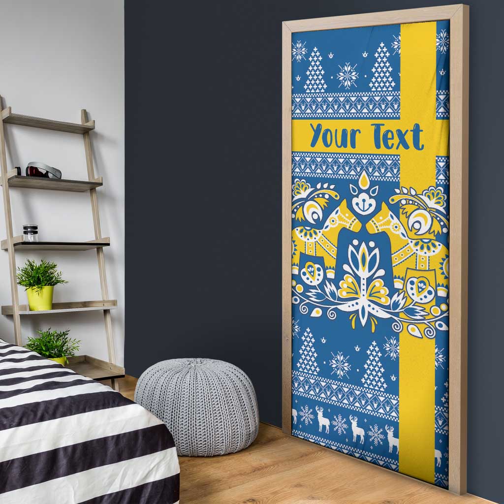 Sweden Christmas Personalized Door Cover Dala Horse God Jul - Wonder Print Shop