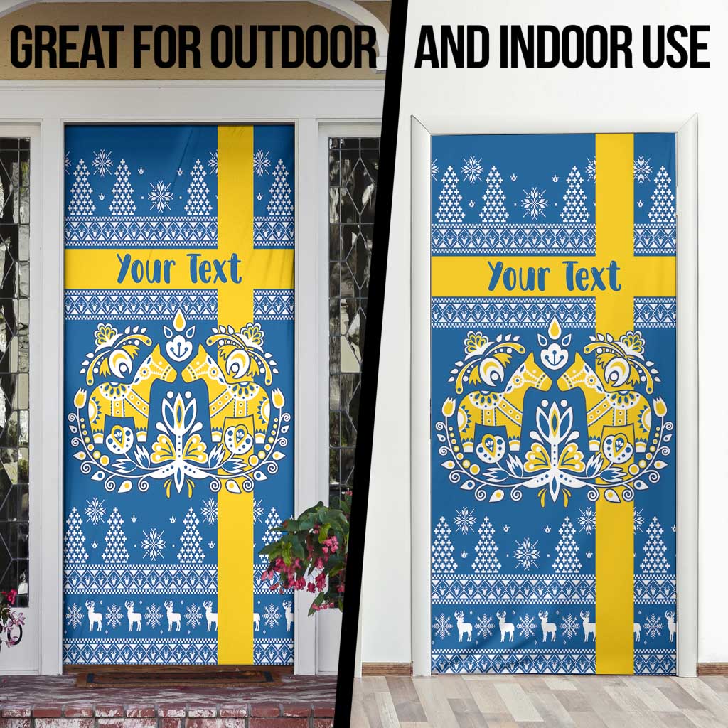 Sweden Christmas Personalized Door Cover Dala Horse God Jul - Wonder Print Shop