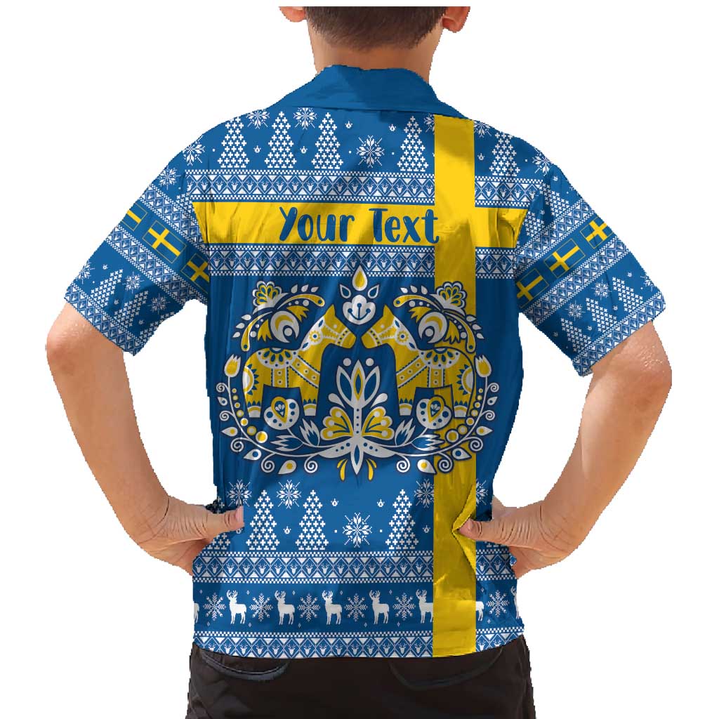 Sweden Christmas Personalized Family Matching Mermaid Dress and Hawaiian Shirt Dala Horse God Jul - Wonder Print Shop
