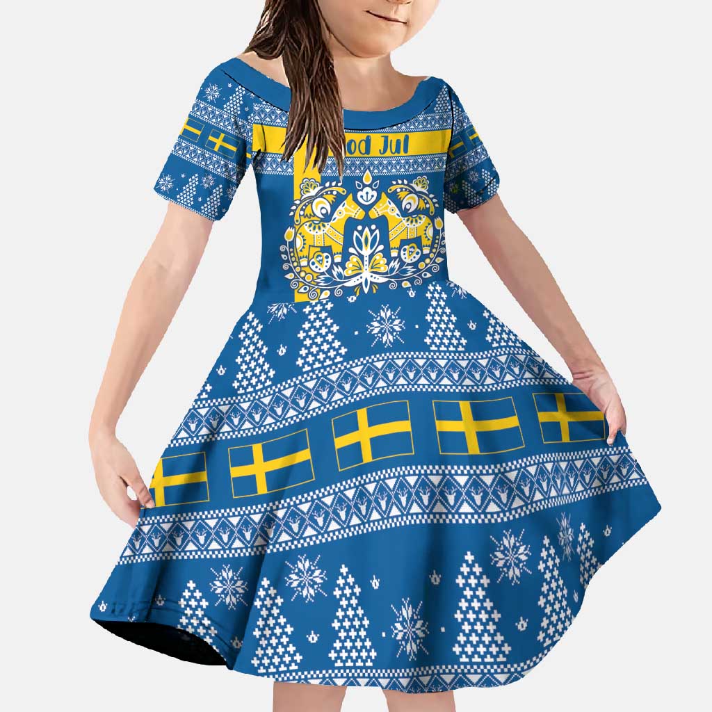 Sweden Christmas Personalized Family Matching Mermaid Dress and Hawaiian Shirt Dala Horse God Jul - Wonder Print Shop