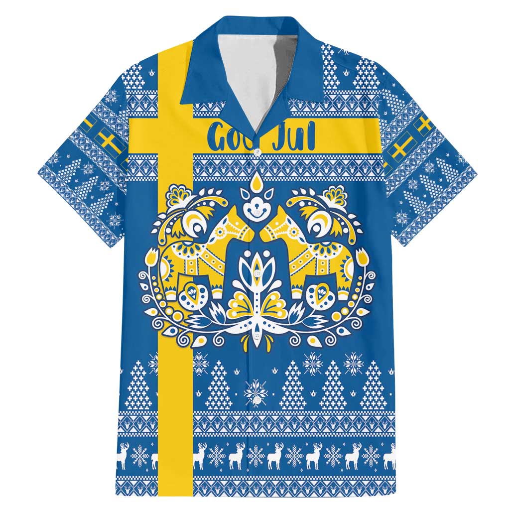 Sweden Christmas Personalized Family Matching Mermaid Dress and Hawaiian Shirt Dala Horse God Jul - Wonder Print Shop