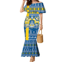 Sweden Christmas Personalized Family Matching Mermaid Dress and Hawaiian Shirt Dala Horse God Jul - Wonder Print Shop