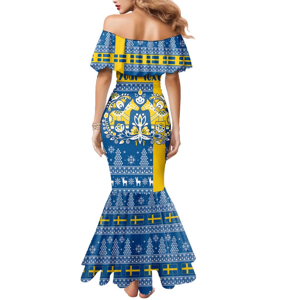 Sweden Christmas Personalized Family Matching Mermaid Dress and Hawaiian Shirt Dala Horse God Jul - Wonder Print Shop