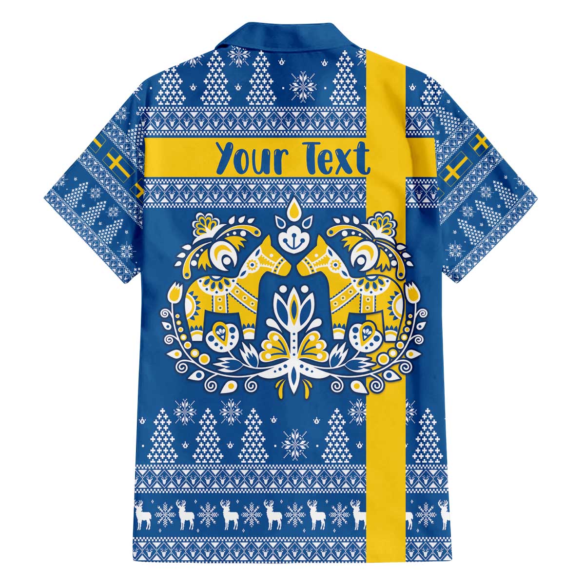 Sweden Christmas Personalized Family Matching Off The Shoulder Long Sleeve Dress and Hawaiian Shirt Dala Horse God Jul - Wonder Print Shop
