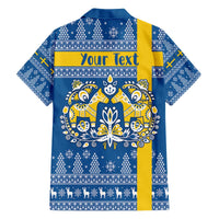 Sweden Christmas Personalized Family Matching Off The Shoulder Long Sleeve Dress and Hawaiian Shirt Dala Horse God Jul - Wonder Print Shop