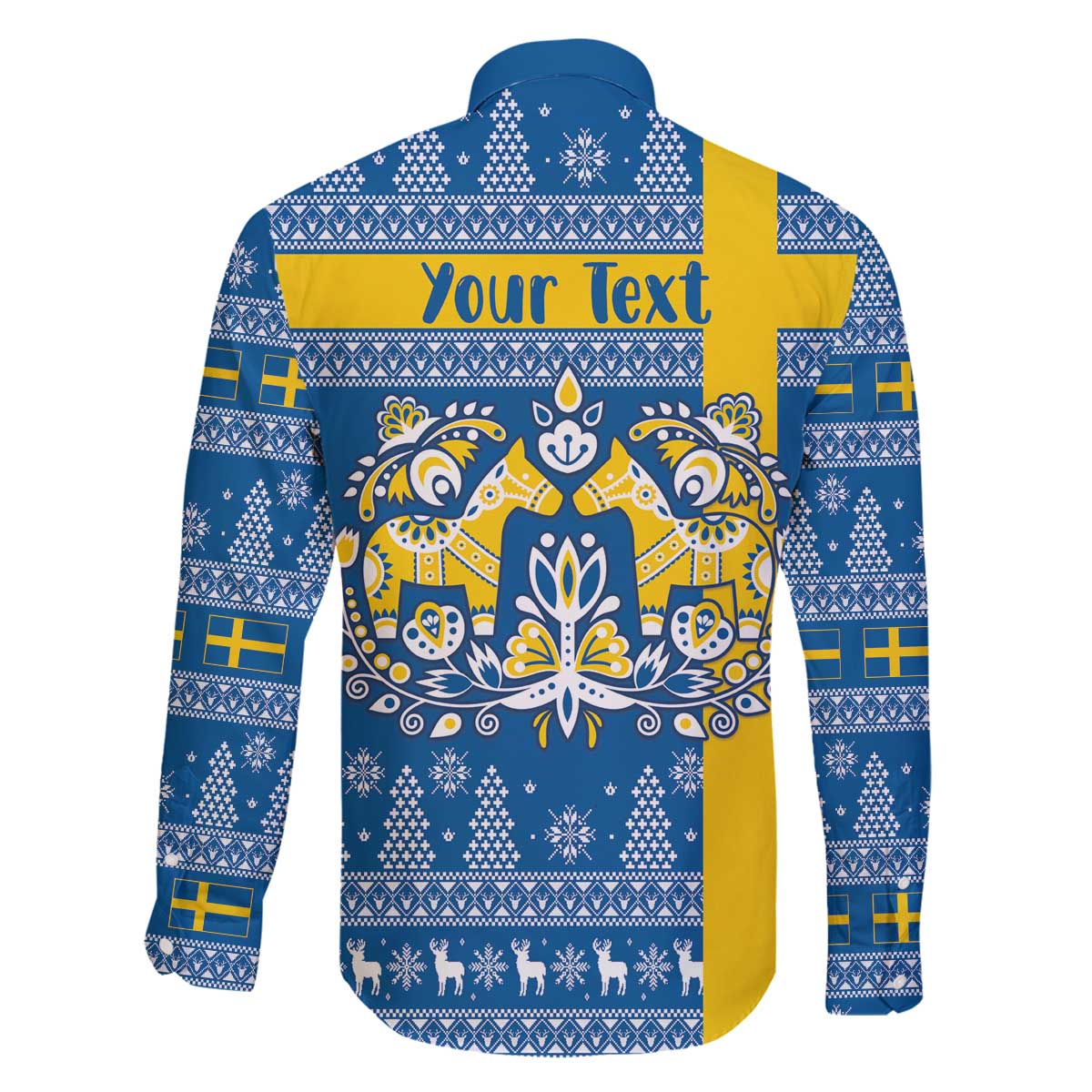 Sweden Christmas Personalized Family Matching Off The Shoulder Long Sleeve Dress and Hawaiian Shirt Dala Horse God Jul - Wonder Print Shop