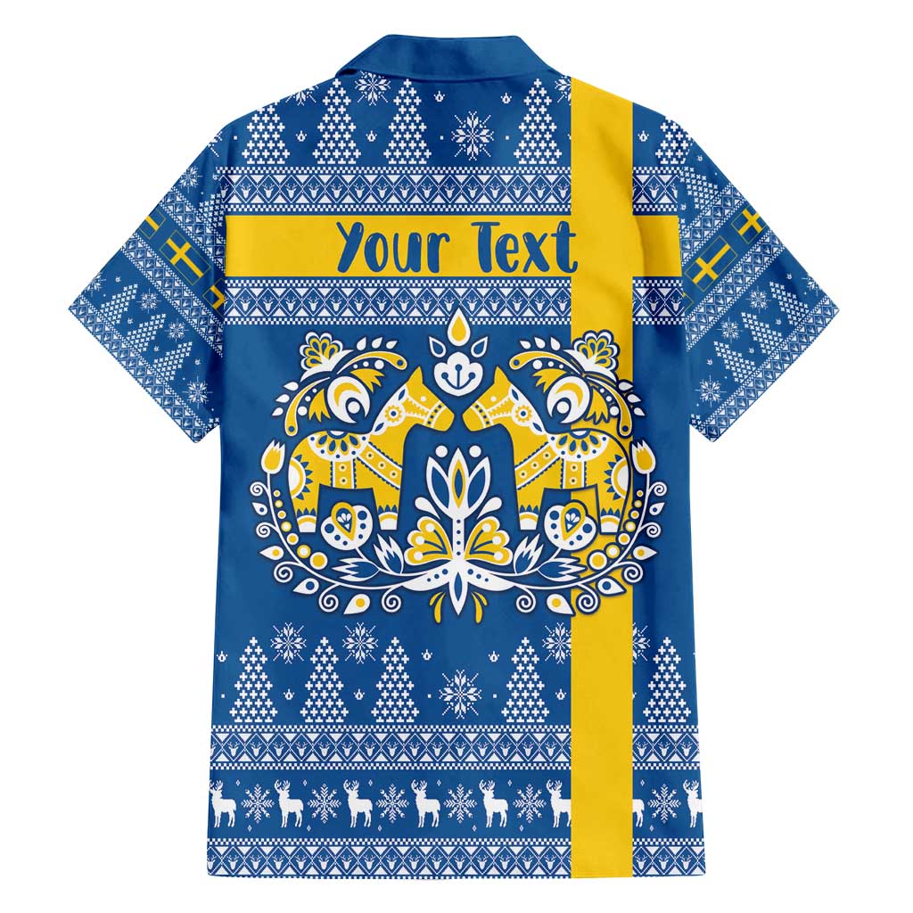 Sweden Christmas Personalized Family Matching Off Shoulder Maxi Dress and Hawaiian Shirt Dala Horse God Jul - Wonder Print Shop