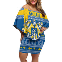 Sweden Christmas Personalized Family Matching Off Shoulder Short Dress and Hawaiian Shirt Dala Horse God Jul - Wonder Print Shop