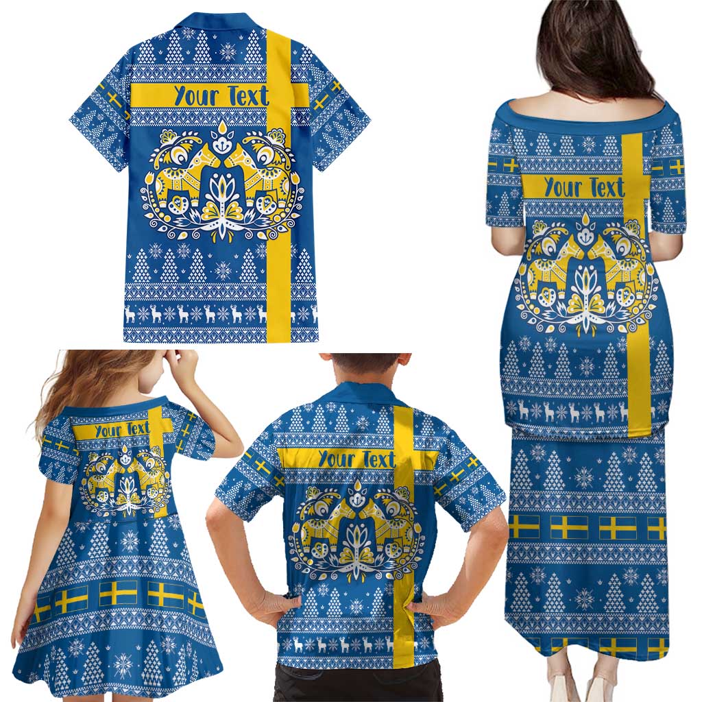 Sweden Christmas Personalized Family Matching Puletasi and Hawaiian Shirt Dala Horse God Jul - Wonder Print Shop