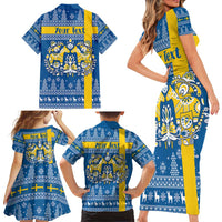 Sweden Christmas Personalized Family Matching Short Sleeve Bodycon Dress and Hawaiian Shirt Dala Horse God Jul - Wonder Print Shop