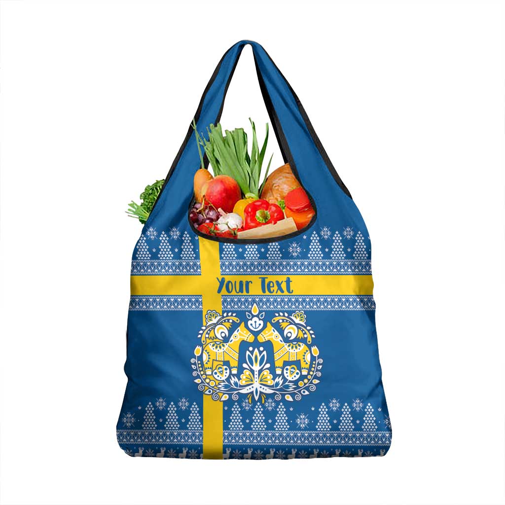 Sweden Christmas Personalized Grocery Bag Dala Horse God Jul - Wonder Print Shop