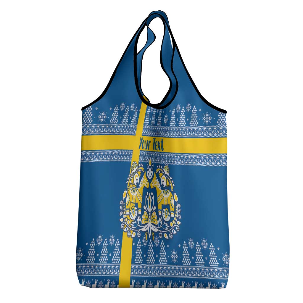 Sweden Christmas Personalized Grocery Bag Dala Horse God Jul - Wonder Print Shop