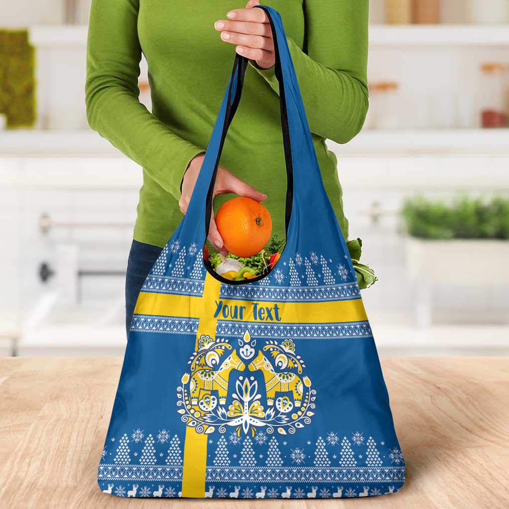 Sweden Christmas Personalized Grocery Bag Dala Horse God Jul - Wonder Print Shop