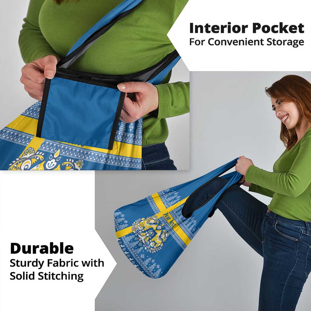 Sweden Christmas Personalized Grocery Bag Dala Horse God Jul - Wonder Print Shop