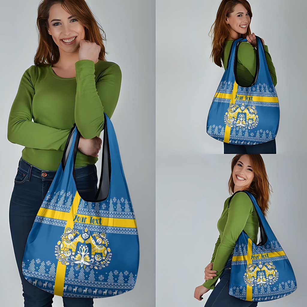 Sweden Christmas Personalized Grocery Bag Dala Horse God Jul - Wonder Print Shop