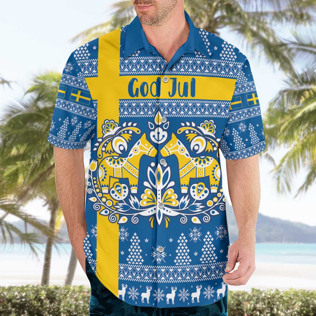 Sweden Christmas Personalized Hawaiian Shirt Dala Horse God Jul - Wonder Print Shop