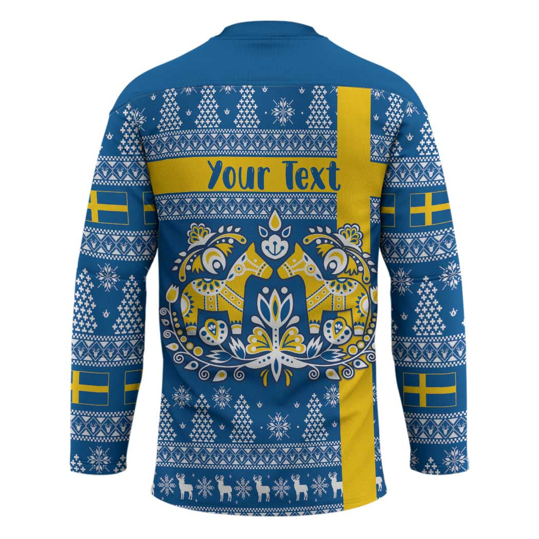 Sweden Christmas Personalized Hockey Jersey Dala Horse God Jul - Wonder Print Shop